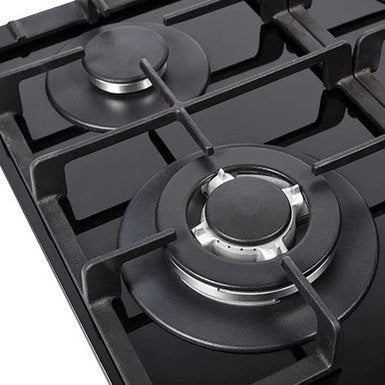 NordMende 60cm 4 x Burner Gas Hob Cast Iron Pan Supports - Black Glass | HGX603BGL