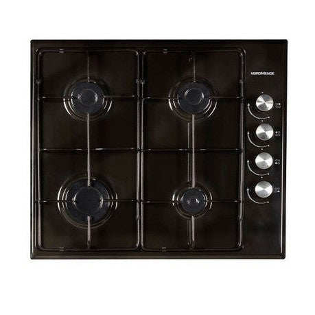 NordMende Gas Hob with Enamel Pan Supports - Black | HGE603BL