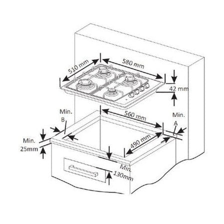 NordMende Gas Hob with Enamel Pan Supports - Stainless Steel | HGE603IX