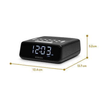 Roberts Ortus FM Clock Radio - Black | ORTUSFMBK