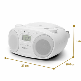 Roberts Zoombox FM Radio and CD Player - White | ZOOMBOXFMW