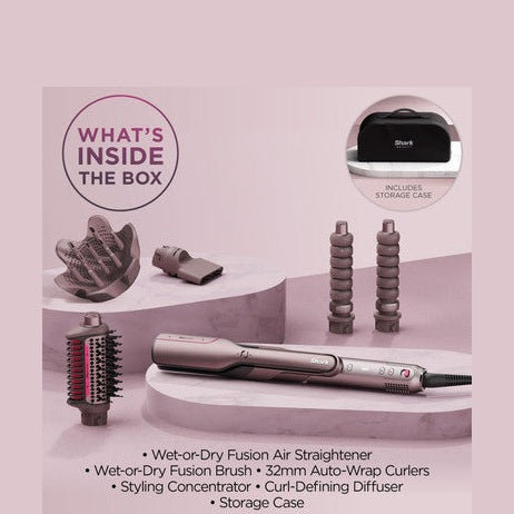 Shark FlexFusion Straight 5-in-1 Air Styler & Dryer & Ceramic Straightener with Case | HD652SUK