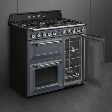 Smeg 90cm Victoria Dual Fuel Range Cooker Slate Grey | TR93GR