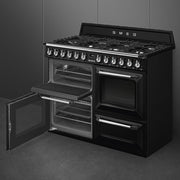 SMEG 110cm Victoria Dual Fuel Range Cooker Black | TR4110BL1