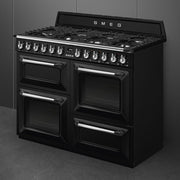 SMEG 110cm Victoria Dual Fuel Range Cooker Black | TR4110BL1