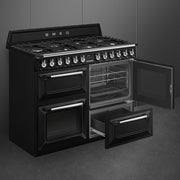 SMEG 110cm Victoria Dual Fuel Range Cooker Black | TR4110BL1