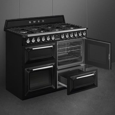 SMEG 110cm Victoria Dual Fuel Range Cooker Black | TR4110BL1