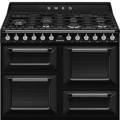 SMEG 110cm Victoria Dual Fuel Range Cooker Black | TR4110BL1