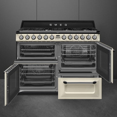 SMEG 110cm Victoria Dual Fuel Range Cooker Cream | TR4110P1