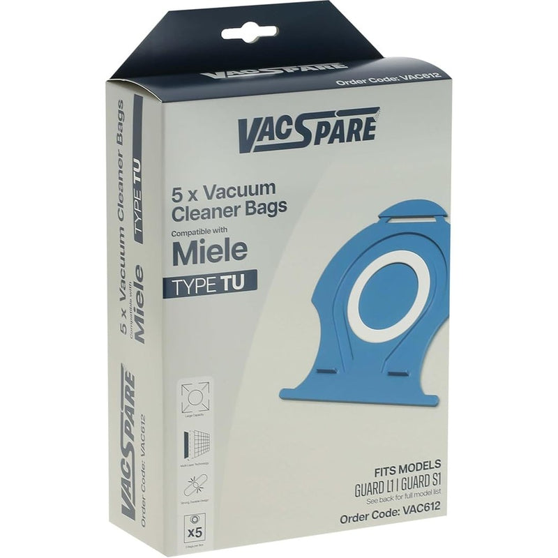 Vacspare Type TU Microfibre Vacuum Bags Compatible With Miele Guard L1, S1 Alt To 12557060 | VAC612