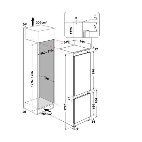 WHIRLPOOL Integrated Fridge Freezer 2M High 70/30 Frost Free | WHC18T332PUK